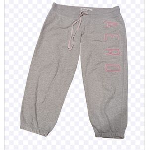 Y2k Aeropostale Women Gray Joggers with Pink Accents